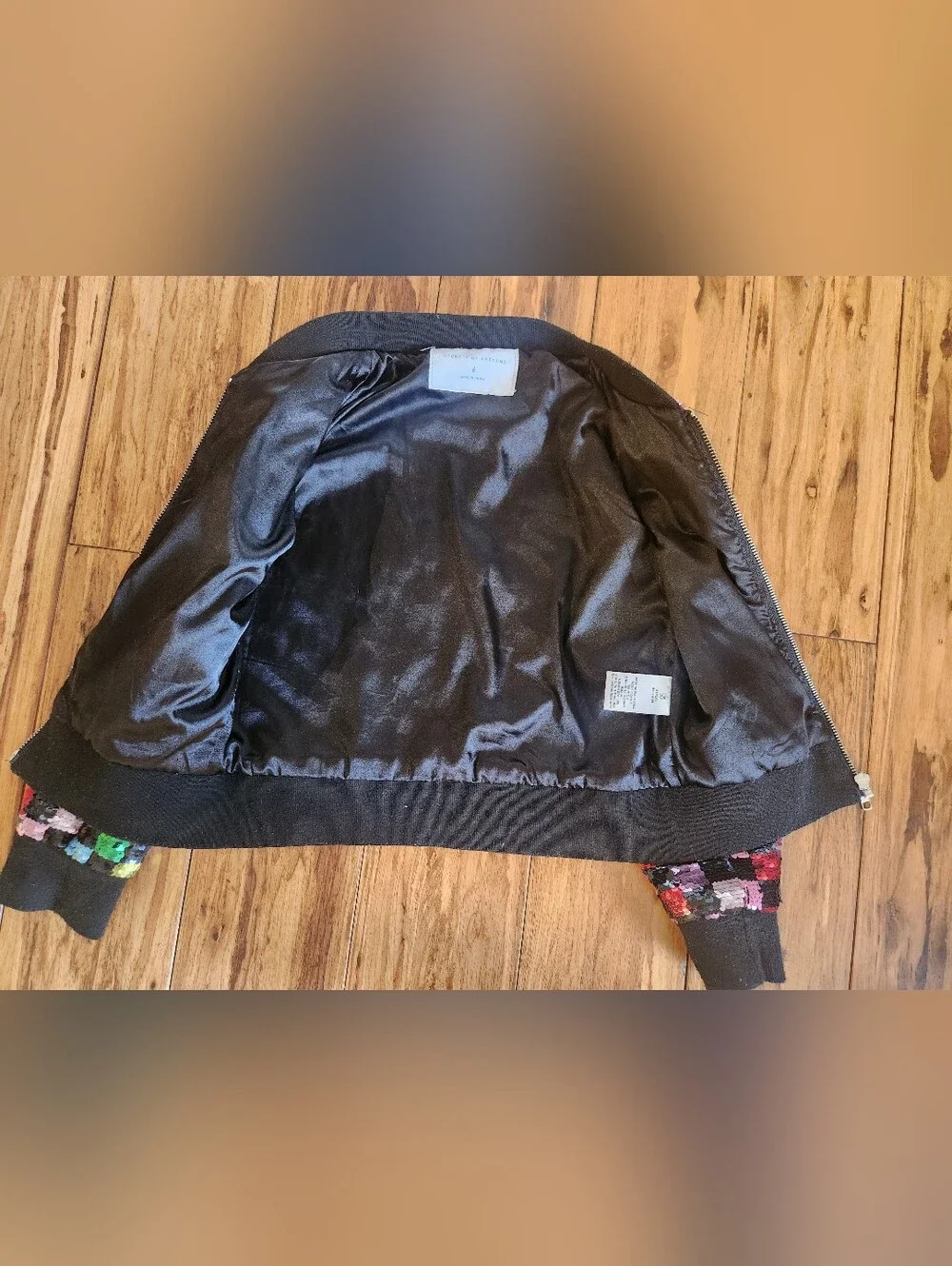 Rockets of Awesome Rainbow Sequined Checkerboard Bomber Jacket – Kids Size 6
